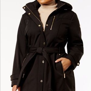 Plus size belted softshell coat